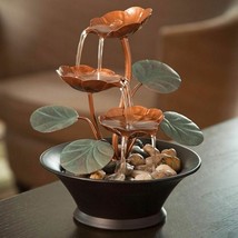 Beautiful Tabletop Serenity Water Fountain Copper Colored Lily Zen Porch... - £27.74 GBP