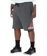 New Adidas Men&#39;s Logo Fleece Shorts Gray White Medium - $26.68