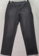 Ruby Rd. Pants Womens Petite 8 Black Cotton Stretch Pockets Casual Elastic Waist - £11.14 GBP
