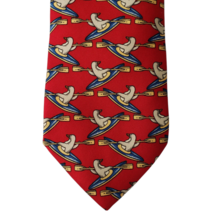Brooks Brothers Makers Penguin Canoe 100% Silk Neck Tie Red USA Vintage - $28.55