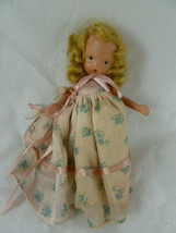 Storybook 5.5&quot; Doll Frozen Legs pink Dress Mohair composition OLD Vintage - $19.79