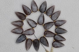 Natural, 20 pieces faceted pear coffee MOONSTONE briolette beads, 8x17--9x17 mm  - £45.86 GBP