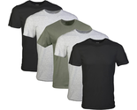 Men&#39;s Crew T-Shirts, (5-Pack) Multi Colors, Black/Sport Grey/Military Gr... - $30.29