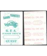 Damn Yankees OTTO Cloth Guest Pass from the 1991 K. F. A. Summer Tour. - £5.44 GBP