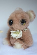 Pink teddy bear/Baby bear/Huge eyes/Yellow eyes/Alpaca/Collectible pink teddy/Ar - £136.13 GBP