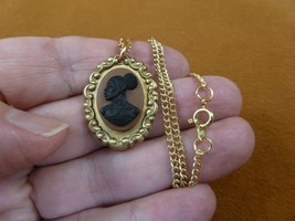 CA30-50 RARE African American LADY black + brown CAMEO brass Pendant necklace - £19.27 GBP