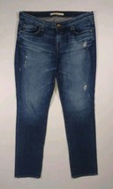 Big Star Womans Jeans Size 32R Straight Leg Low Rise 34x33 Distressed Blue - $22.09