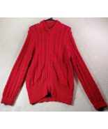 Liz Claiborne Cardigan Sweater Womens Large Red Eyelet Long Sleeve Logo ... - £20.34 GBP