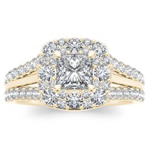 Authenticity Guarantee 
14K Yellow Gold 1ct TDW Princess Cut Diamond Halo Eng... - £1,101.28 GBP