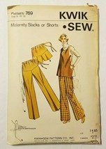 Vintage Kwik Sew Pattern #769 Maternity Slacks or Shorts Sz 8 10 12 CUT - $14.84