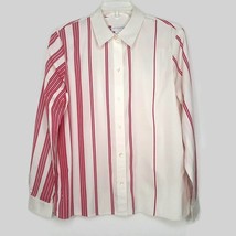 Liz Claiborne Womens Shirt Size S Petite Long Sleeve Button Up Stripe Collared - £10.17 GBP
