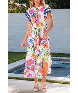 Alena Ricrac Trim Flutter Sleeve Buttoned Floral Maxi Dress - $718.72 MXN