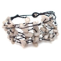 Cascading White Howlite Stone Cluster on Cotton Rope Layered Bracelet - £8.05 GBP