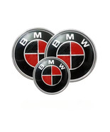 3Pcs Red Black BMW Emblems Hood &amp; Trunk 82mm+74mm+45mm Badge E30 E36 E46 - $29.99