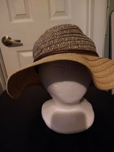 Women’s August Hat Company Woven Beige Brown Sun Hat Visor Packable Twine - £18.77 GBP