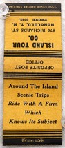 Vintage Matchbook Cover Island Tour Co. Honolulu T.H. before Hawaii was ... - $4.99