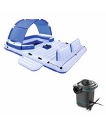 Bestway CoolerZ Tropical Breeze 6 Person Floating Raft &amp; Electric Air Pump - £318.63 GBP