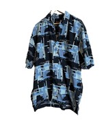 VTG Fubu Men’s All Over Logo Print Short Sleeve Blue Polyester Button Do... - $16.80