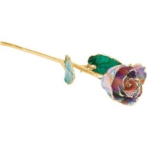 24k Gold Dipped October Opal Lacquer Real Rose Valentine&#39;s Day Holiday Gift - £89.67 GBP