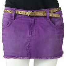Wallflower Juniors Purple Belted Miniskirt Mini Jean Skirt 3 5 Last Sz 3... - $19.99