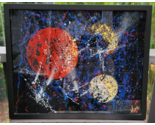 Original Painting on Glass MURA FOWSKI French Artist ABSTRACT SPACE PLANETS - $399.00