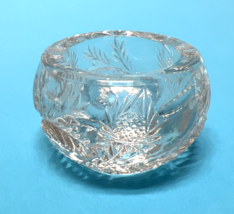 Vintage Thistle &amp; Leaves Pressed Clear Glass Open Salt Dip 1 3/4 x 1 inch - $14.36