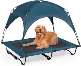 47 Inch Elevated Cooling Large Dog Bed With Removable Canopy, Raised Dog Beds Fo - £42.79 GBP