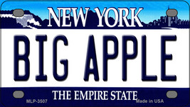 Big Apple New York Blue Novelty Mini Metal License Plate Tag - £11.98 GBP