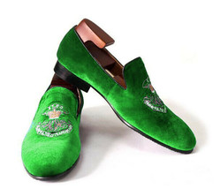 Men&#39;s Hand Made Green Color Loafer &amp; Slip Ons Genuine Real Leather Shoes US 7-16 - £103.20 GBP