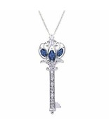 0.50Ct Lab-Created Saphir &amp; Diamant Key Anhänger Halskette 14K Weiß Verg... - €76,09 EUR