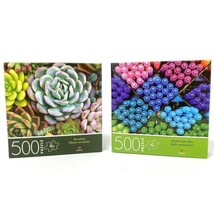 Lot of 2 Cardinal 500 Piece Jigsaw Puzzles Succulents &amp; Multi-Color Pens - $16.57