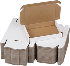 50 Pack 6X4X1 Inches Small Shipping Boxes, White Corrugated Cardboard Boxes, Mov - $32.87