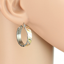 Tricolor Silver, Gold &amp; Rose Hoop Earrings- United Elegance - $23.99