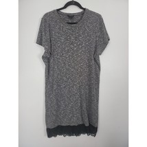 Torrid Shirt Dress 2 Womens Plus Size Grey Black Lace Trim Crew Neck Midi - £18.65 GBP