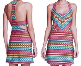 $124 Nanette Lepore Neon Racerback Cover Up Small Colorful Scoop Strappy Back - £37.26 GBP