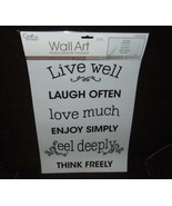 Wall Art Reusable Live Laugh Love Enjoy Feel Think Black Letters - £13.53 GBP