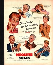 1951 Fashion Shoe Women Kids Men 50s Vintage Print Ad Neolite Soles Repair Girl - £17.77 GBP