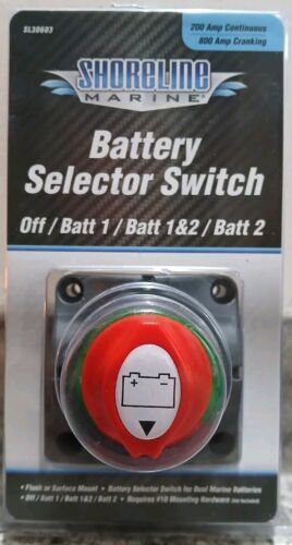 NEW Shoreline Marine SL30603 Battery Selector Switch, 2 Battery, 200 AMP - $19.63