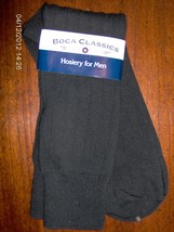 New Boca Classics Mens DRESS SOCKS 1013 solid Black ribbed cotton blend ... - $16.81