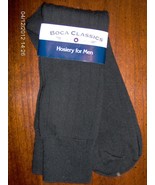 New Boca Classics Mens DRESS SOCKS 1013 solid Black ribbed cotton blend ... - $310.78 MXN