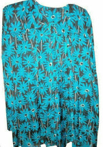 Gottex Swimsuit Blue Daisy Cover-up 100% Silk Shirt Jacket sz M Beach Su... - $78.28