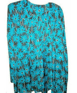 Gottex Swimsuit Blue Daisy Cover-up 100% Silk Shirt Jacket sz M Beach Su... - £61.20 GBP