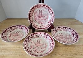 4 Currier &amp; Ives Red by Homer Laughlin 5"Fruit Sauce Bowls On The Missis... - $43.38