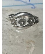 Flower ring floral band size 6.75 sterling silver women girls - $39.26 CAD