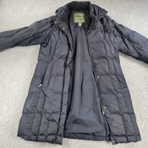 Eddie Bauer Womens Long Puffer Jacket M Black Premium Goose Down Quilted Hooded - £43.09 GBP