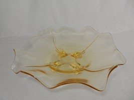 Transparent Amber Glass Fruit Bowl, Cambridge 4-Footed, Ruffled Rim, No ... - £23.07 GBP