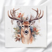 Winter Deer Fabric Square 8x8 &quot; Quilt Block Panel Sewing Quilting Crafting - £3.53 GBP
