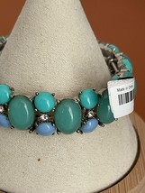 Banana Republic Womens Green Blue Silver-Tone Gemstones Studded Stretch Bracelet - $10.44