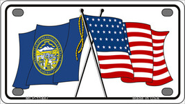 Nebraska Crossed US Flag Novelty Mini Metal License Plate Tag - $282.49 MXN