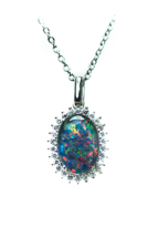 Simple Design Necklace - Genuine Triplet Opal - Australian Triplet Opal Necklac - £102.65 GBP